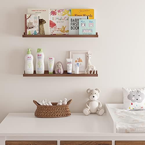 Wallniture Denver 24 Floating Shelves Set of 2 Walnut