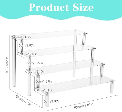 2 Pack 4 Tier Acrylic Display Risers for Organizing and Showcasing