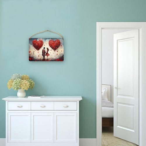 Urban Love Oasis Floating Hearts Wooden Wall Art 8x12 Inch