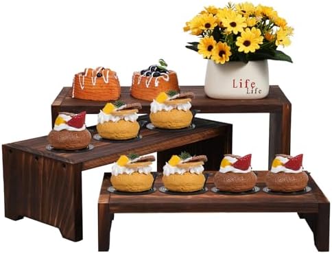 3-Tier Wooden Cupcake Stand with Display Risers