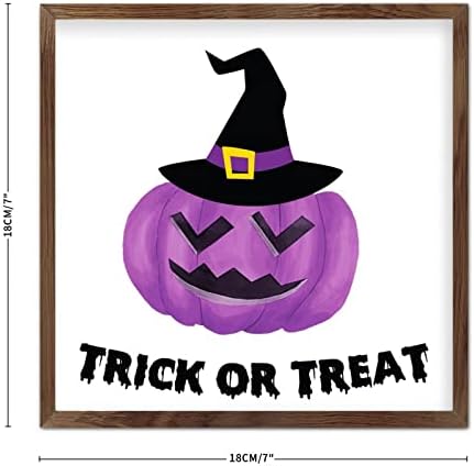 Trick Or Treat Wooden Plaque with Frame 7x7
