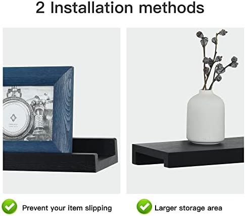 PHOENANCEE 36 Inch Floating Shelves Set of 2 Rustic Black