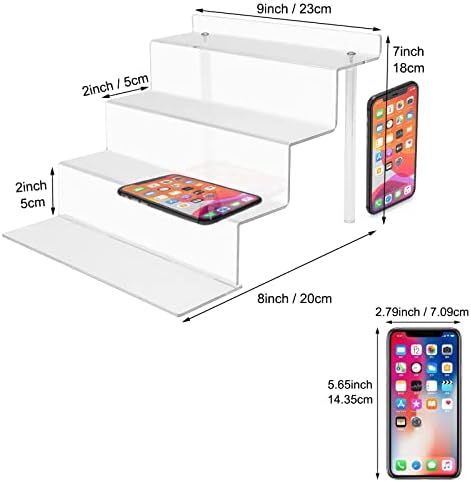 4 Tier Acrylic Riser Display Shelf - 2 Sets Clear Organizer Stand