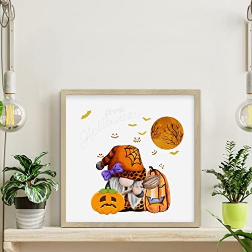 Fall Gnome Halloween Wood Sign 12x12in