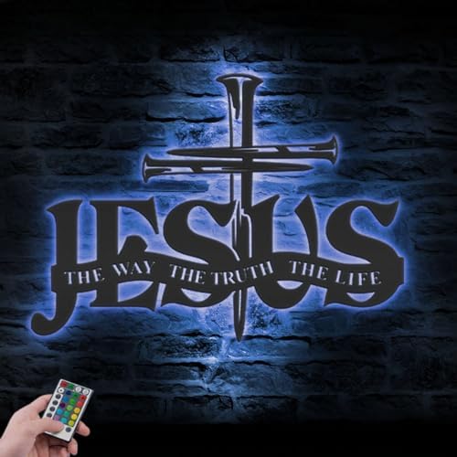 Personalized Cross Wall Decor with Name and LED Light