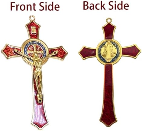 Saint Benedict Red Enamel Wall Cross Protection Decoration