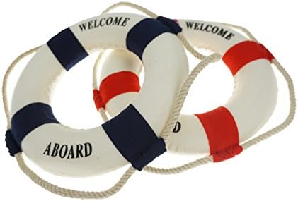 2PCS Welcome Cloth Life Ring Nautical Decor Red Blue