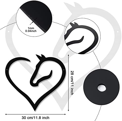 Sturdy Metal Horse Heart Wall Decor Black