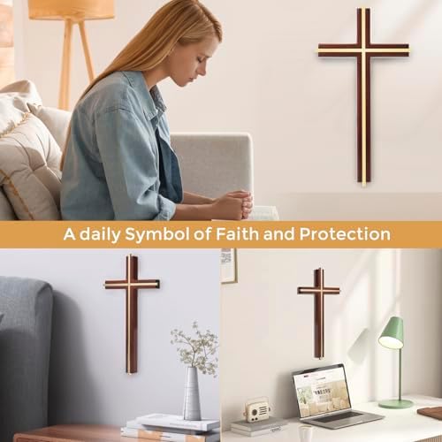 ACHIBANG 10 Inch Wooden Wall Cross for Home Decor