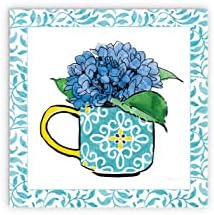 Floral Teacup III Vine Border Wall Plaque
