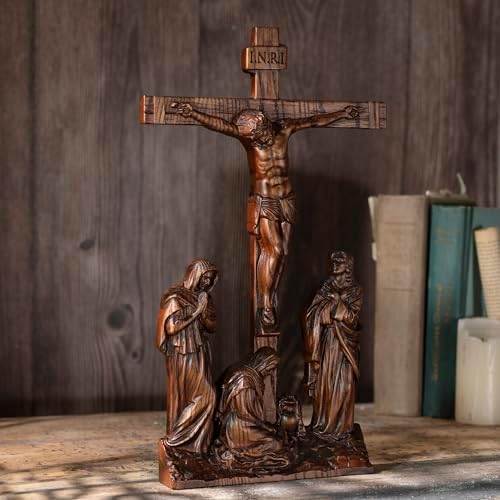 BGCOPPER Standing Crucifix Wall Cross 10 Inch