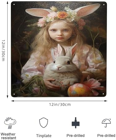 Springtime Serenity Tin Sign with Floral Crown