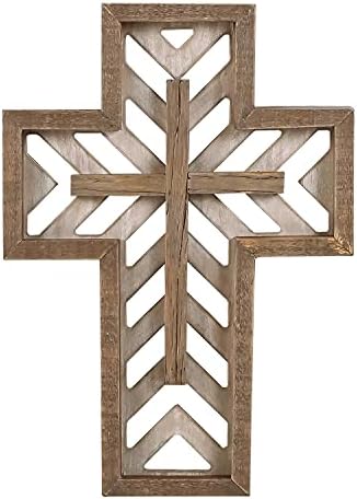 12 Inch Handmade Rustic Wooden Wall Cross - Brown