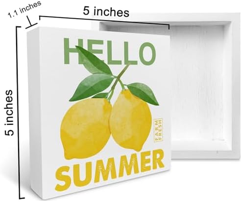 Hello Summer Wood Block Sign Decor 5x5 Inch
