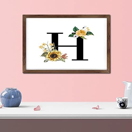Black Monogram H Wood Framed Wall Sign Primitive Decor