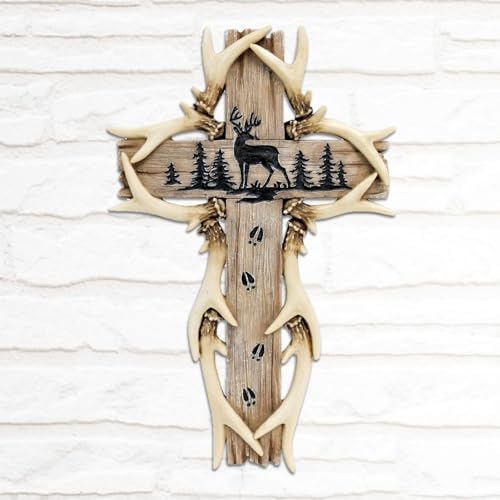 Rustic Deer Antler Wall Hanging Cross Decor