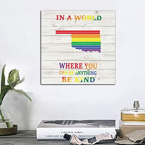 Rainbow Wood Signs Pride Parade Map Wall Art 8x8