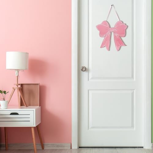 Pink Bow Wooden Wall Hanging Sign Coquette Bow Decor