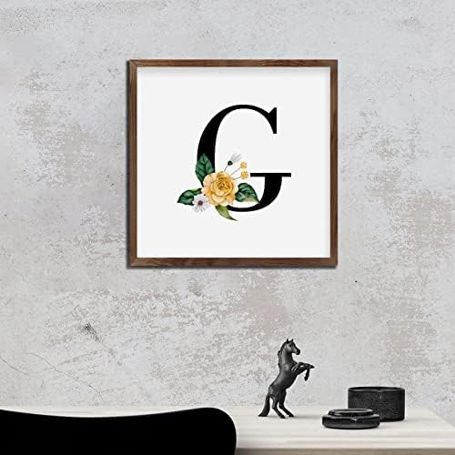 Funny Wood Framed Black Monogram Initial G Sign