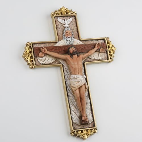 DevotedWalls Trinity Crucifix Wall Cross Hand-Crafted Catholic Art
