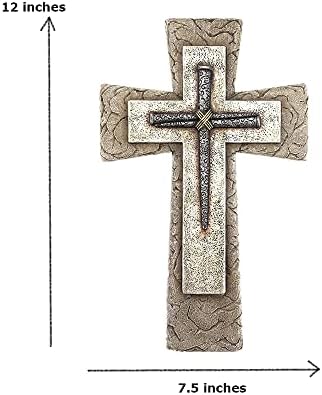 Comfy Hour Faith and Hope Wall Cross Faux Stone