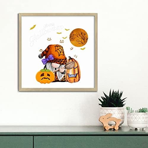 Fall Gnome Halloween Wood Sign 12x12in