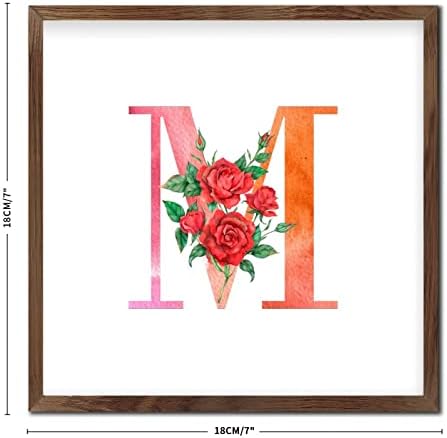 Red Monogram Initial Letter M Framed Wall Art Sign 1