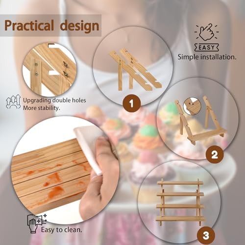 4 Tier Wooden Cupcake Display Stand with Risers