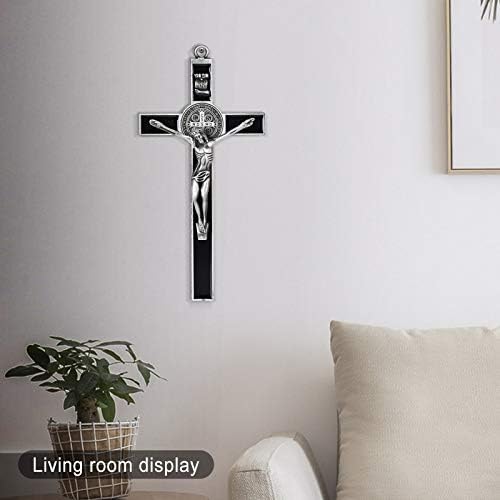 Wellcho Black Enamel Crucifix Wall Cross - Saint Benedict Religious Wall Art