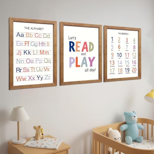 Cute Alphabet Numbers Wall Art Set of 3