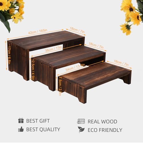 3-Tier Wooden Cupcake Stand with Display Risers