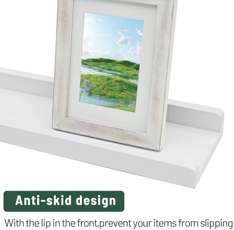 Rustic White Floating Shelves Set of 4 for Wall Display