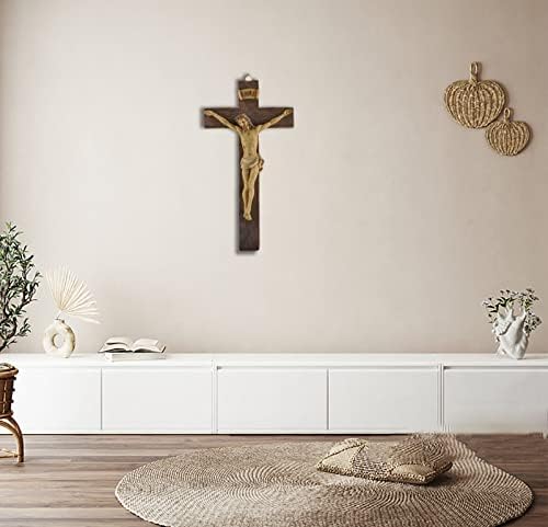 MeritMode 91 Inch Jesus Crucifix Wall Art - Handcrafted Resin Wall Cross
