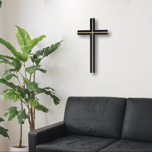 VINETEN Wall Cross Catholic Black Wood and Metal Alloy Decor