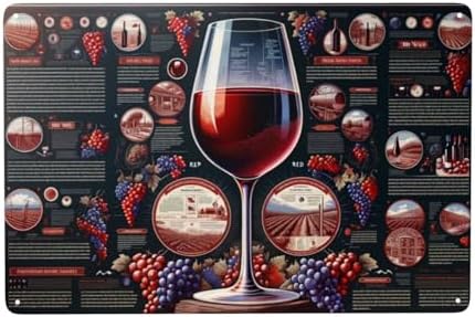 Sommeliers Choice Red Wine Guide Metal Tin Wall Art Sign 55x8inch