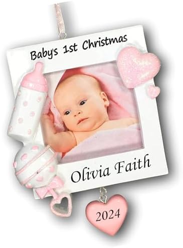 Baby Girl Christmas Ornament with Custom Name and Picture