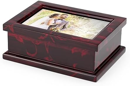 Modern 4x6 Photo Frame Musical Jewelry Box with Floral Motifs