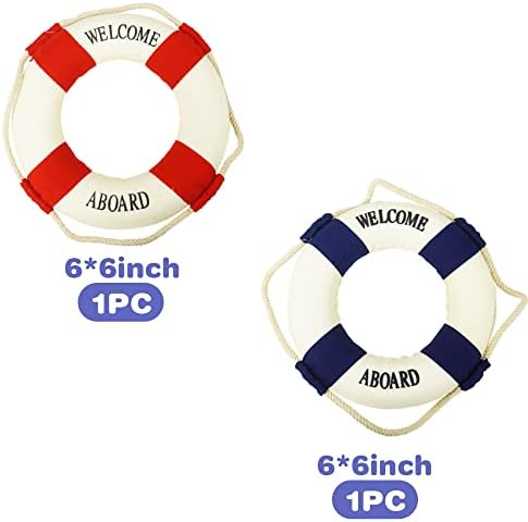2PCS Welcome Cloth Life Ring Nautical Decor Red Blue