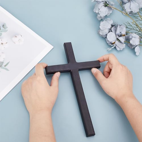 HOBBIESAY Black Wooden Wall Cross Decoration