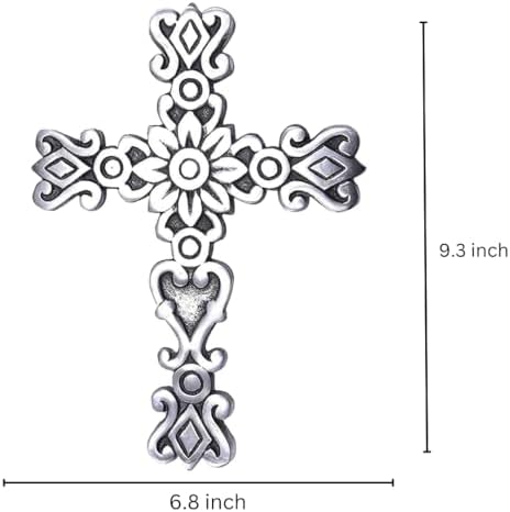 Castleore Wall Hanging Religious Christian Metal Cross - Silver Antique