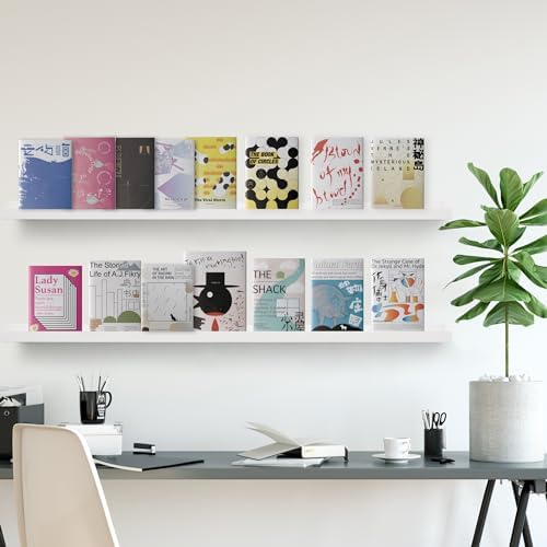 Rustic White Floating Shelves Set of 4 for Wall Display