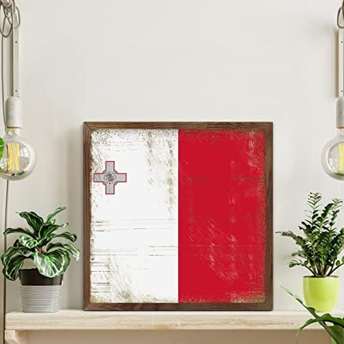 Malta Framed Wood Sign 12x12in Wall Decor