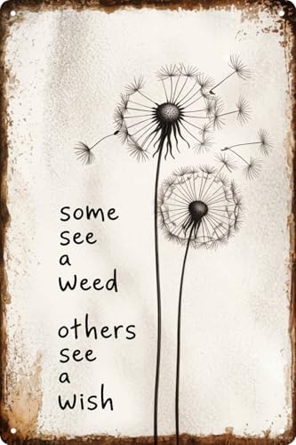 Dandelion Wishing Wall Decor 8x12 Inch Retro Style