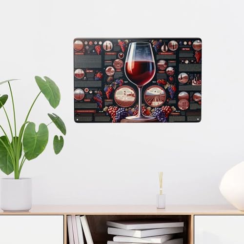 Sommeliers Choice Red Wine Guide Metal Tin Wall Art Sign 55x8inch