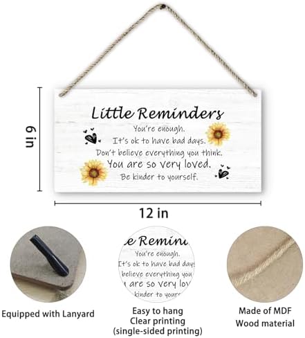 PHAMTE Positive Signs Wooden Wall Plaque 12x6 Inches
