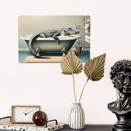 Quirky Alligator Bath Time Wall Art Decor
