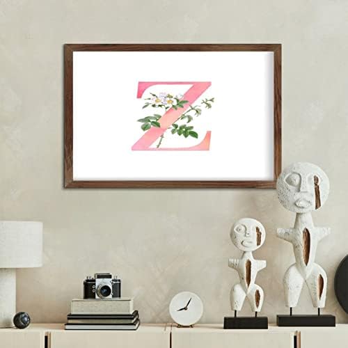 Pink Monogram Initial Z Wood Framed Wall Decor Sign
