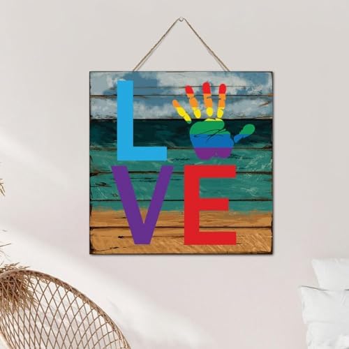 Love Is Love 12x12 Inch Wooden Wall Sign Modern Decor