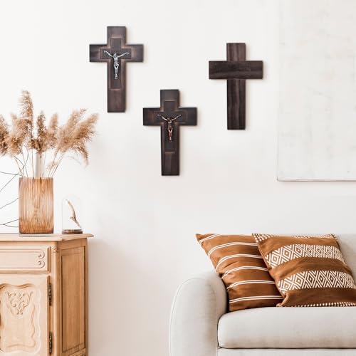 Elegant 9-Inch Wooden Cross with Metal Hook