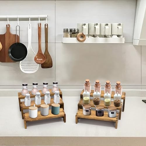 Yikaroeli 6 Piece 3 Tier Wooden Display Riser Stand